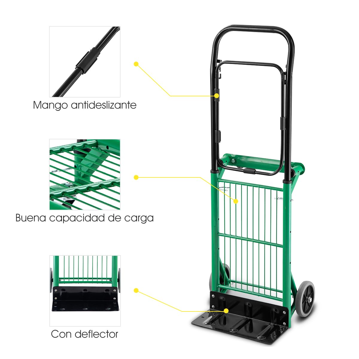 GOPLUS Carretilla Plegable para Sacos, Manual de Transporte y Apiladora de Escalera para Neumáticos, Capacidad de Carga 90 kg, 3 Alturas Ajustables