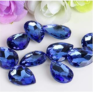 5 – 50 diamantes de imitación de cristal brillante para decoración de uñas, 20 colores, 20 unidades, para decoración de uñas, color azul claro, 7 x 10 mm, 50 unidades