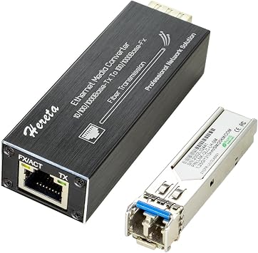 Gigabit Fiber Media Converter, Single Mode LC Fiber to Ethernet Converter for 10/100/1000Base-Tx to 100/1000Base-Fx with a SFP MMF 1310nm Module, SFP to RJ45, up to 20km