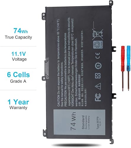 Miniatura 5 de 74Wh Tipo 357F9 71JF4 Batería compatible con Dell Inspiron 15 7000 7559 7557 7567 7566 7759 15 5576 5577 INS15PD Series 15-7559 0GFJ6 P57F 0 71JF44