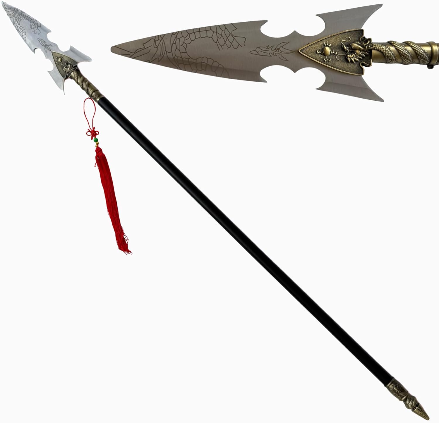 SV Warrior Spear Traditional Chinese Weapon Old Weapon Stainless Steel 55.4 inches, Suitable for Display or Collection