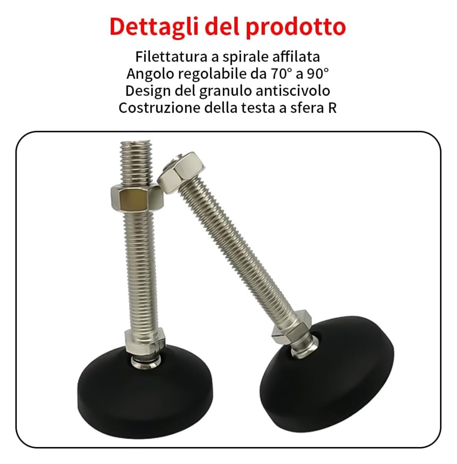 Pie nivelador de tornillos for muebles, 4 piezas M8, niveladores roscados ajustables, niveladores de muebles giratorios antideslizantes, pies niveladores de maquinaria de alta resistencia for banco de