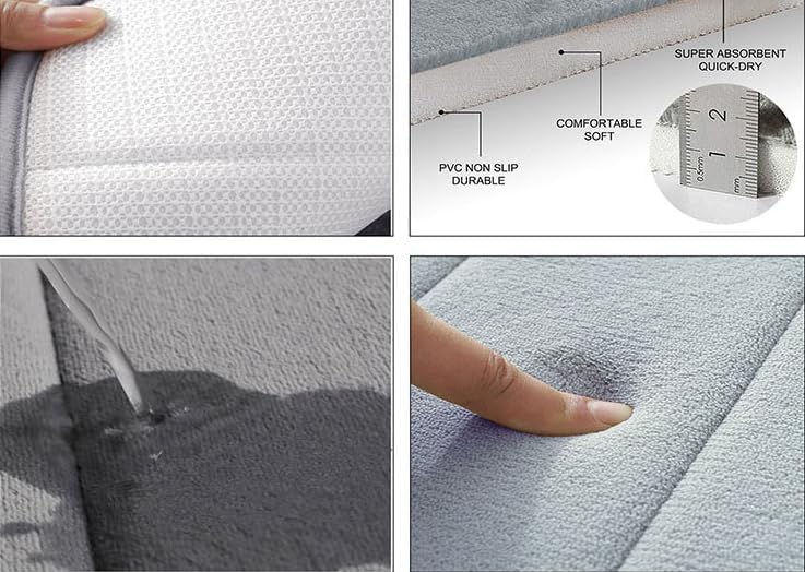 Miniatura 5 de Tapete de baño de lujo, tapete de baño de microfibra extrasuave y absorbente, antideslizante y esponjoso, lavable a máquina, tapete para el suelo