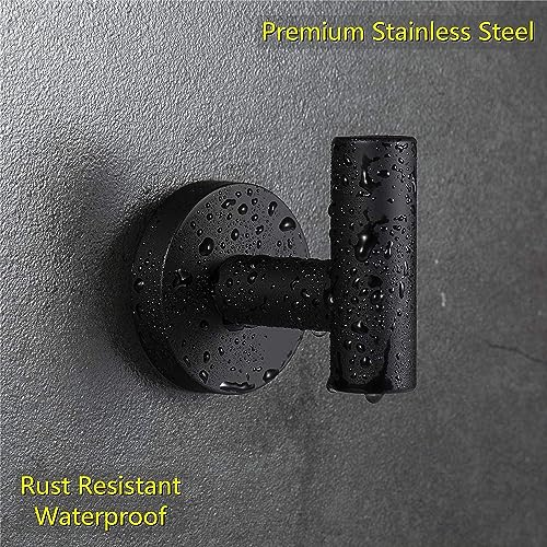 QNIIAED 4 Pcs Bathroom Towel Hook,Screw in Metal Coat Robe Hook SUS 304 Stainless Steel Heavy Duty Wall Door Hanger for Bathroom Kitchen Garage Home Hotel Office(Black) - Image 4