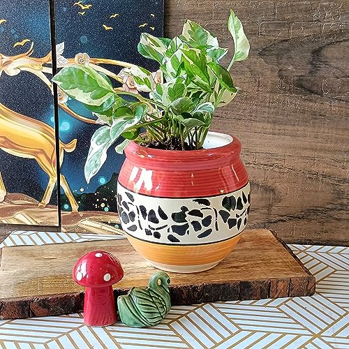 Image of Niyara Ceramic planters pots for Indoor Outdoor Home, Garden Office Decor Balcony Planters Gamla Flower Size Small 6 inches (Mughal)