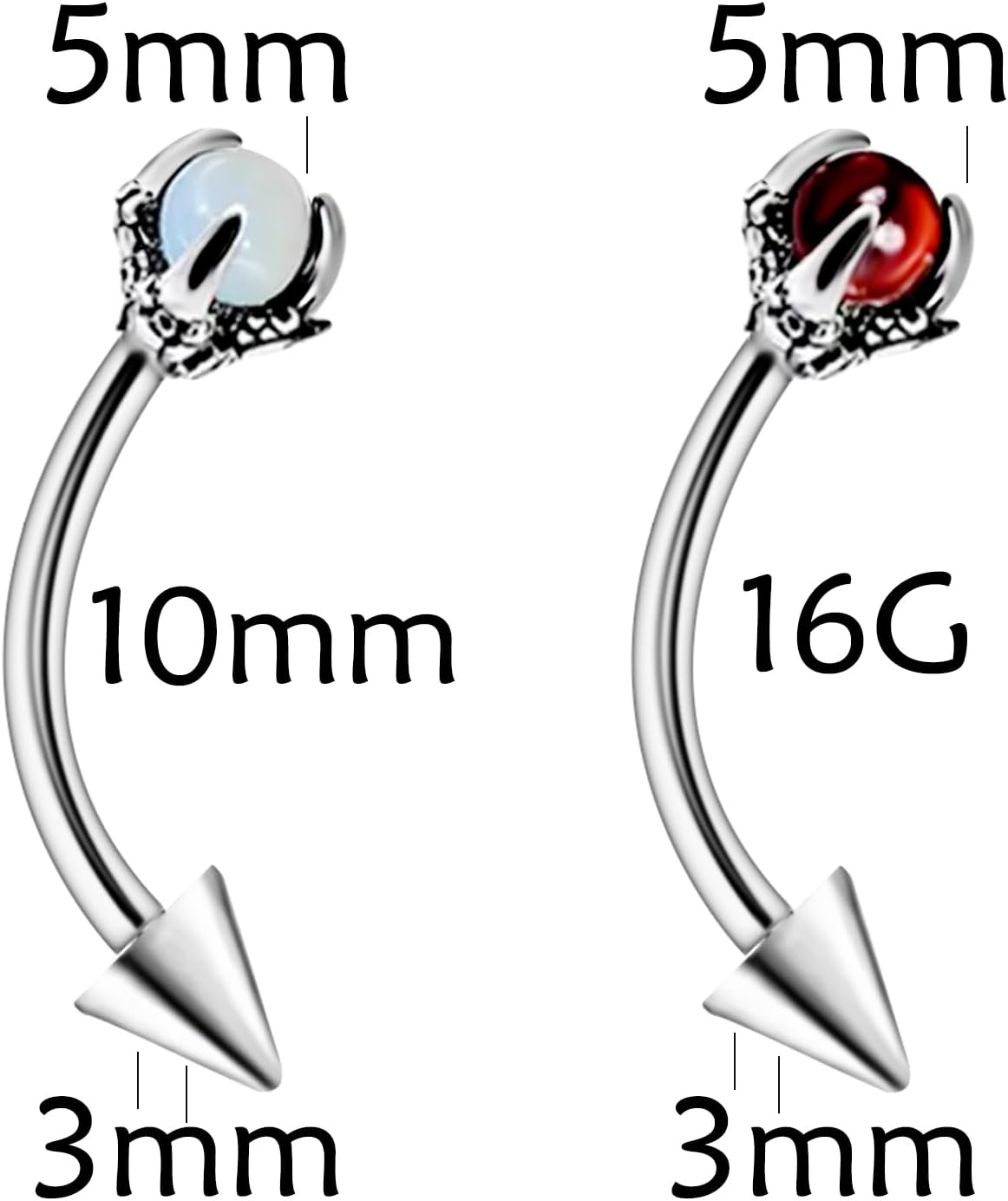 16G Eyebrow Piercing Jewelry Surgical Steel Vertical Labret Lip Jewelry Curved Barbell Eyebrow Rings Rook Navel Small Belly Button Ring for Women Men 8mm 10mm 12mm