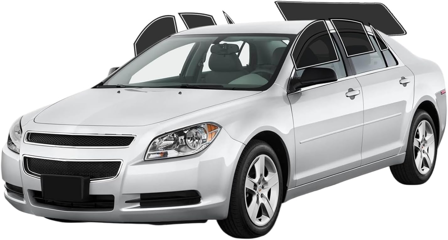 Precut Window Tint Film for Chevy Malibu 2008-2012 All Side+Rear Windshield 10% VLT 2Ply Anti-Shatter, UV Block, Privacy Protection, Easy Install, No Trimming Needed,Heat & Glare Reduction