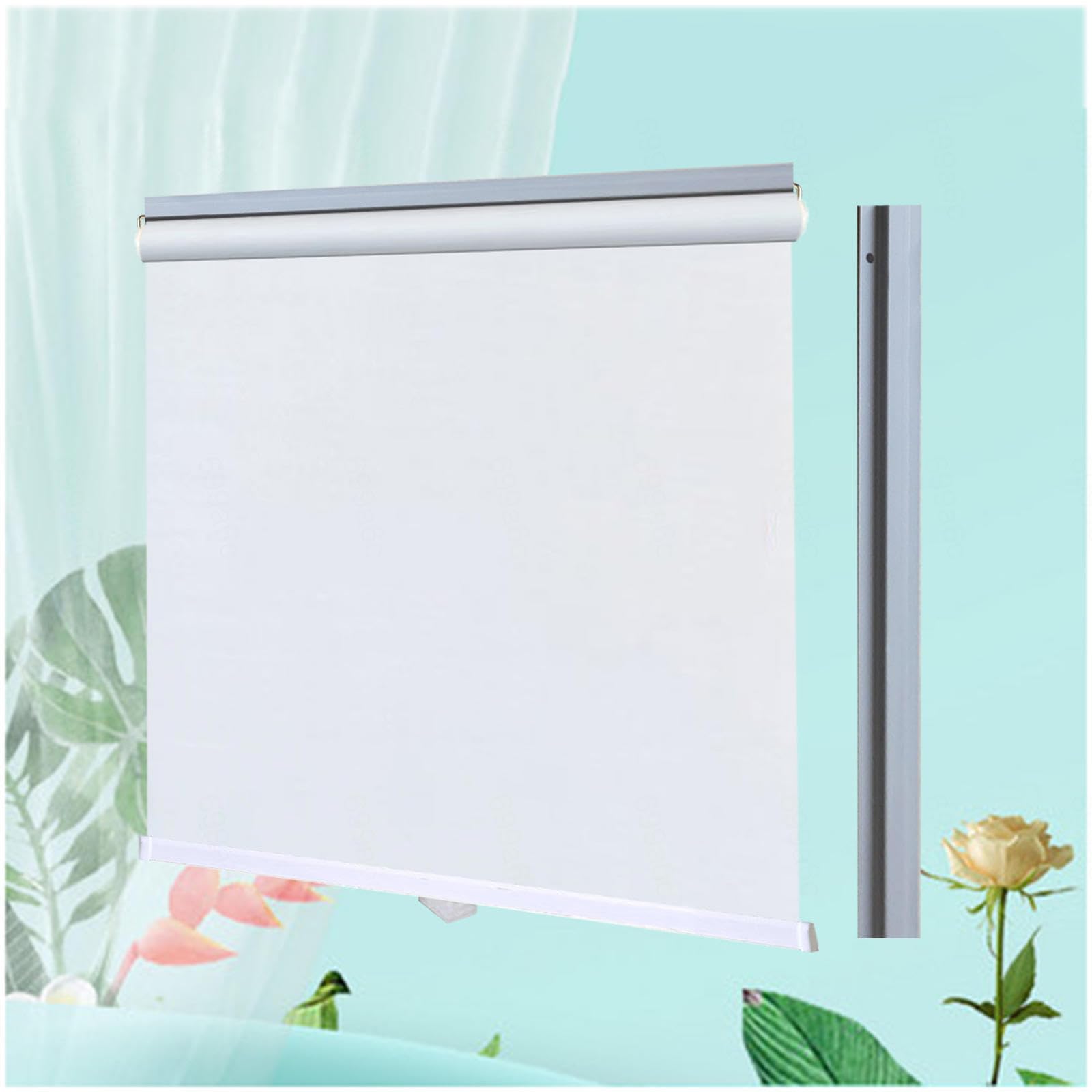 Xrdbfd White Blackout Roller Shades For Windows, 99% Uv-Resistant Blackout Curtains, Home Retractable Sunshade Roller Blinds, Temporary Thermal Blinds No Drilling,-35X100cm/14 * 39In