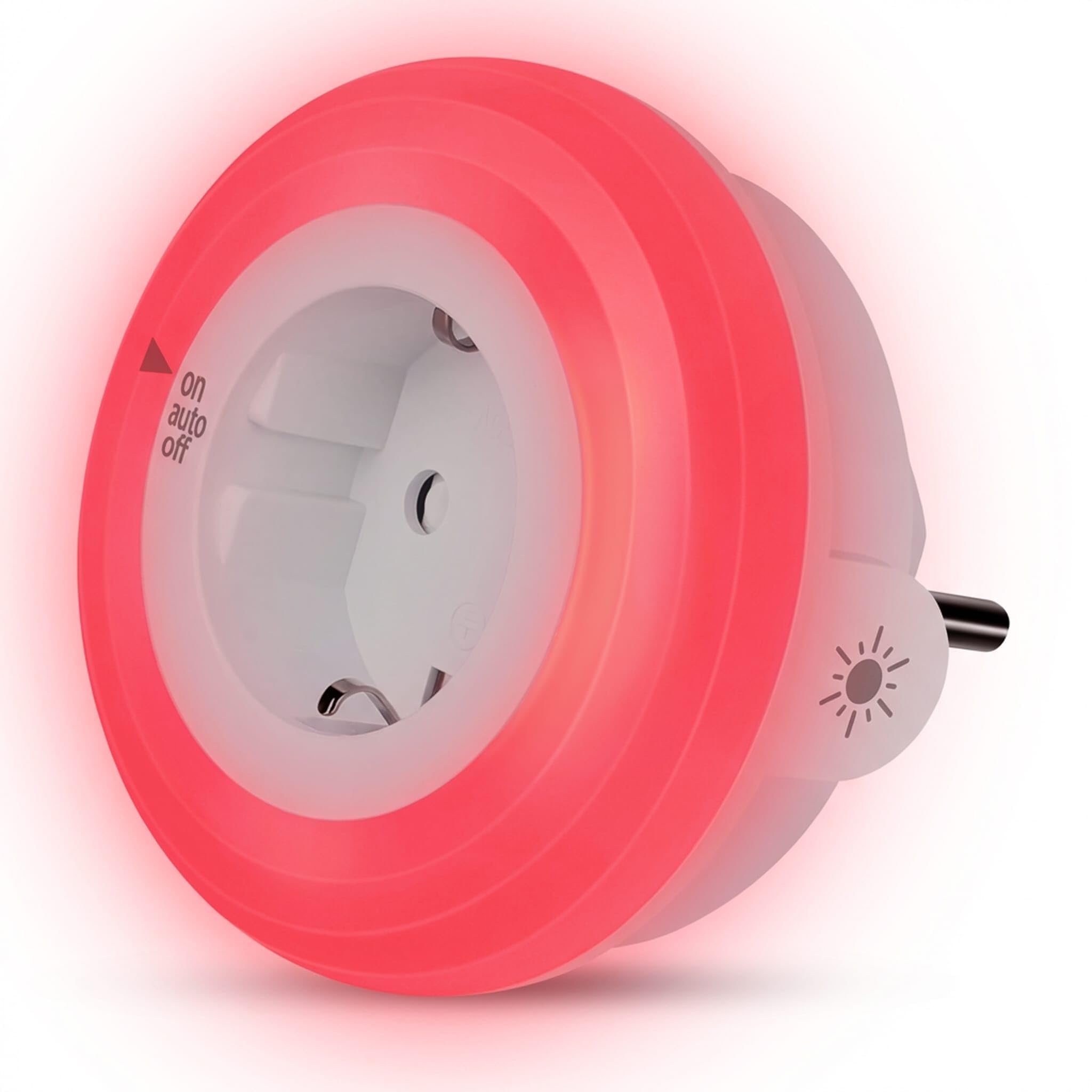 Luz Roja Nocturna Melatonina con Enchufe – Sensor Oscuridad – 0% Luz Azul – Brillo Regulable – Dormir, Bebés y Lactancia – ON/AUTO/OFF – Pack 2