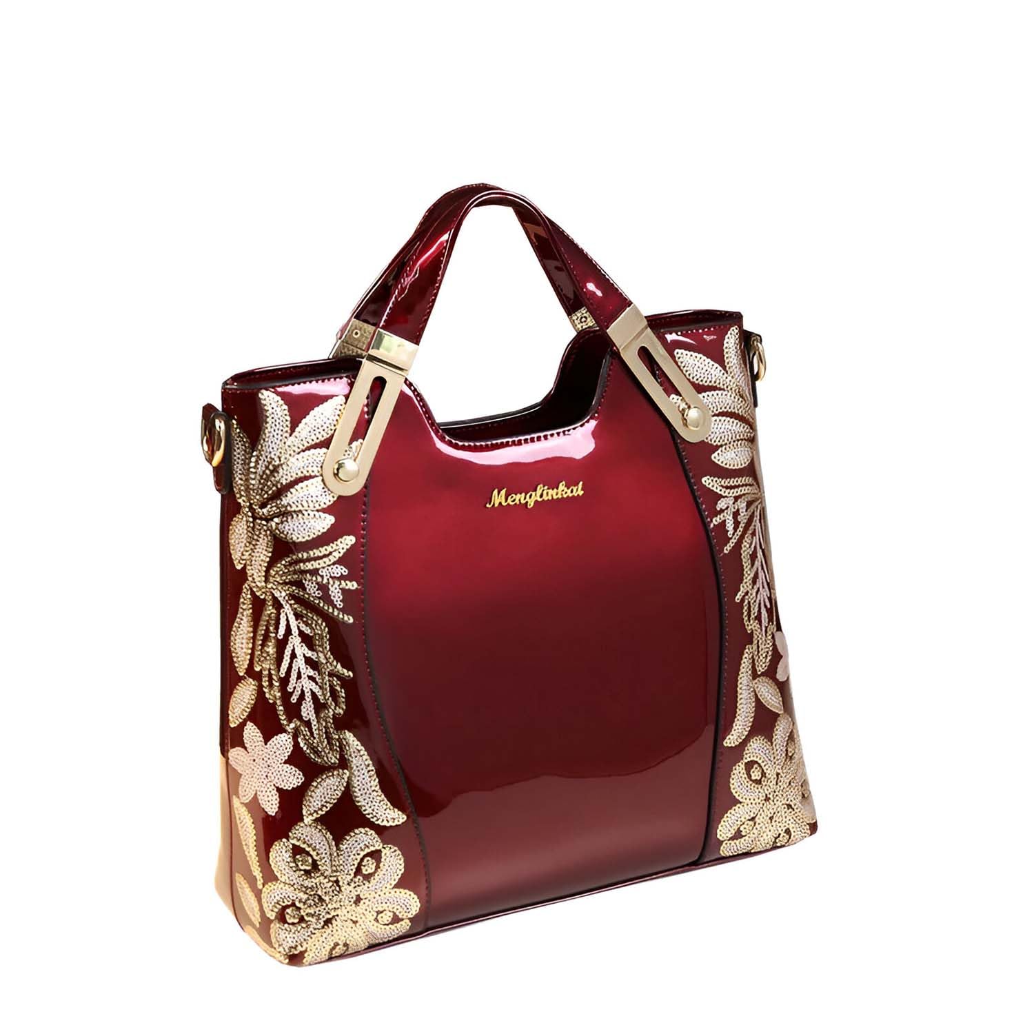 Women's Elegant Polyester Tote Bag – Beaded Vertical Square Shoulder Handbag with Zipper Closure-image-9