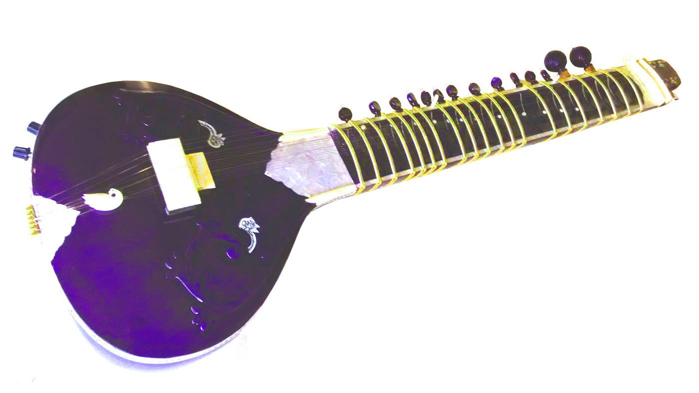 Purple Haze eléctrica guitarra acústica diseño psicodélico Indian Sitar Fusion W Piezo Pastillas