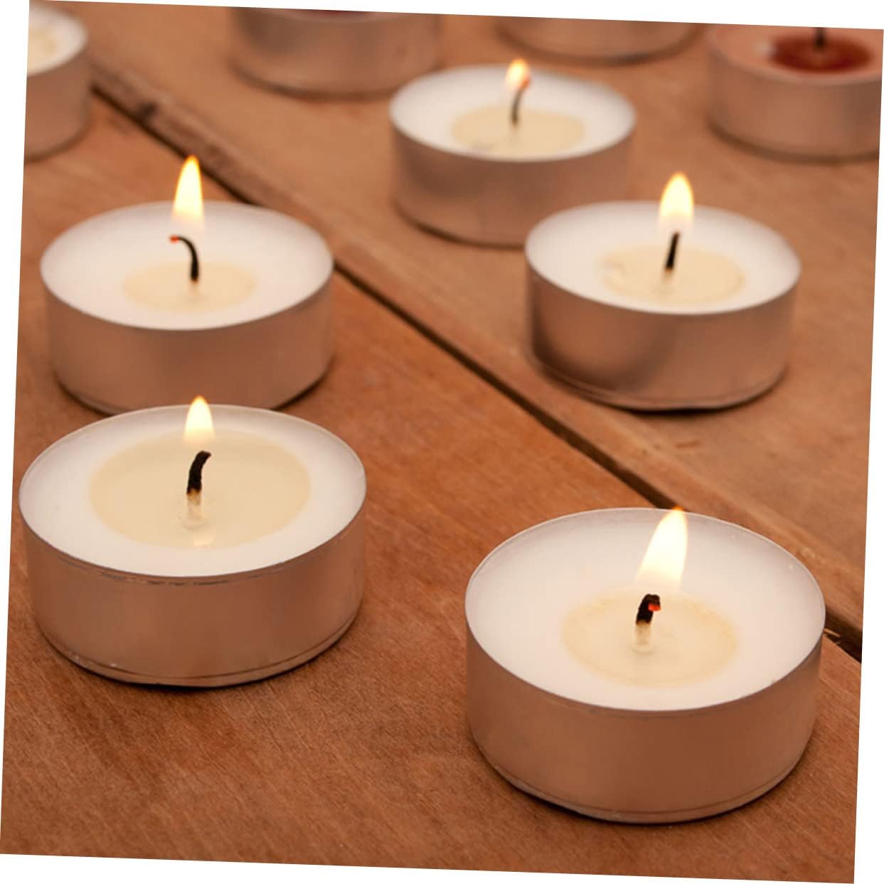 Baluue 100pcs Smokeless Votive Candles Multi-Functional Household Tea Lights for Weddings Home Decor and Special Occasions Romantic Atmosphere