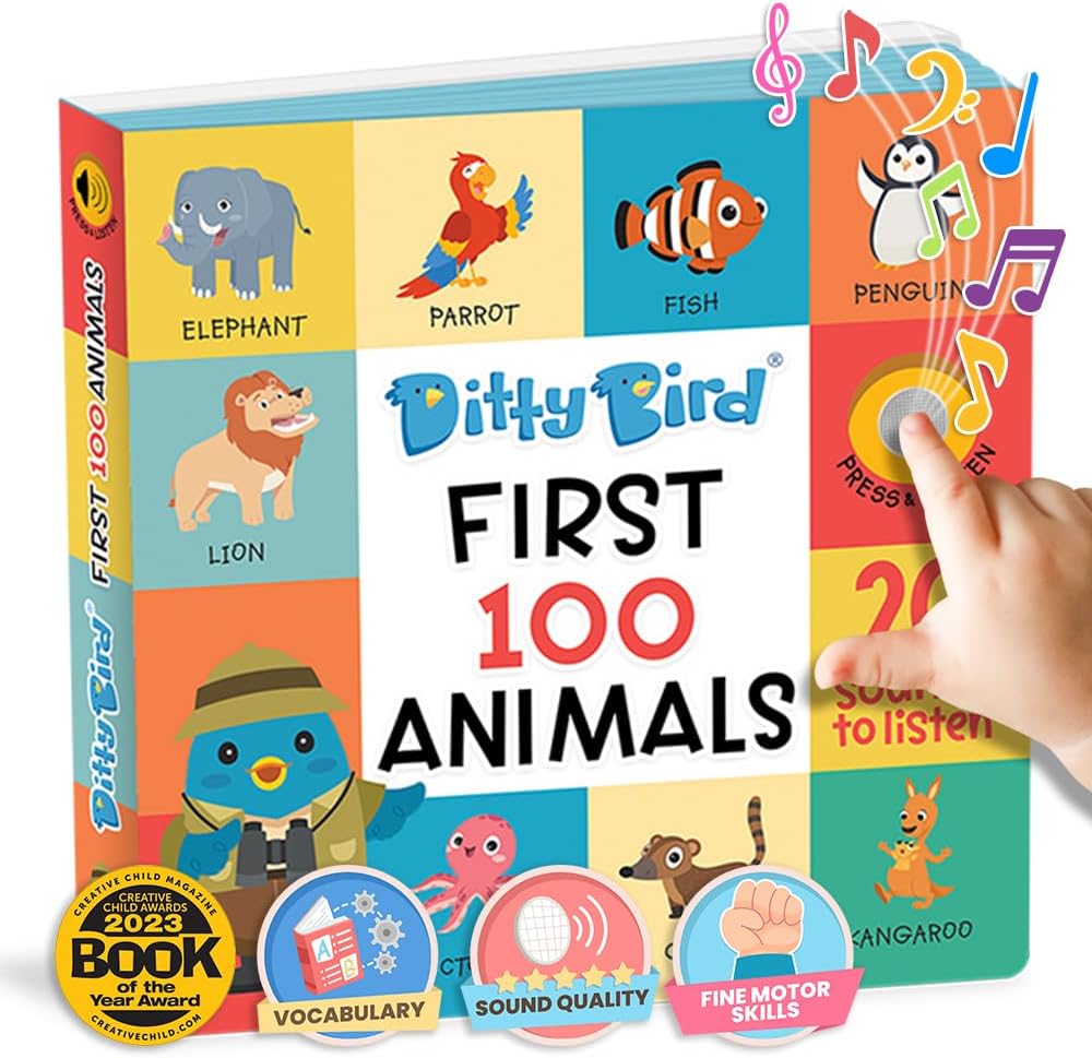 DITTY BIRD Baby Sound Toy: Our First 100 Animals Interactive Musical Book is The Perfect Toys for 1 Year Old Boy Girl Gifts. Electronic Early Development Toys for Toddlers 1-3.