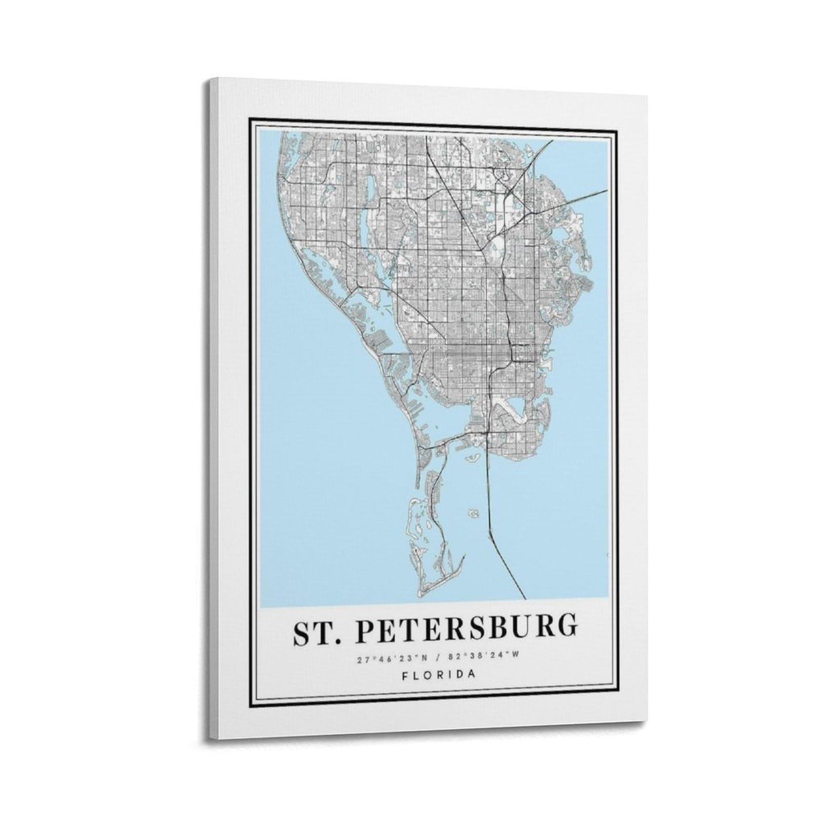 xiaoxiaoshen St. Petersburg Florida Map_1 Canvas Poster Wall Art Prints Room Aesthetic Murals Bedroom And Living Decorations 20x30inch(50x75cm)