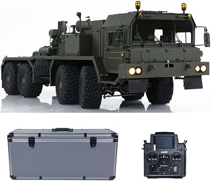 1/14 8X8 RC Tractor Truck SLT56 3-Speed Transmission Differential Lock Axles Full Metal Remote Control Military Transport Car