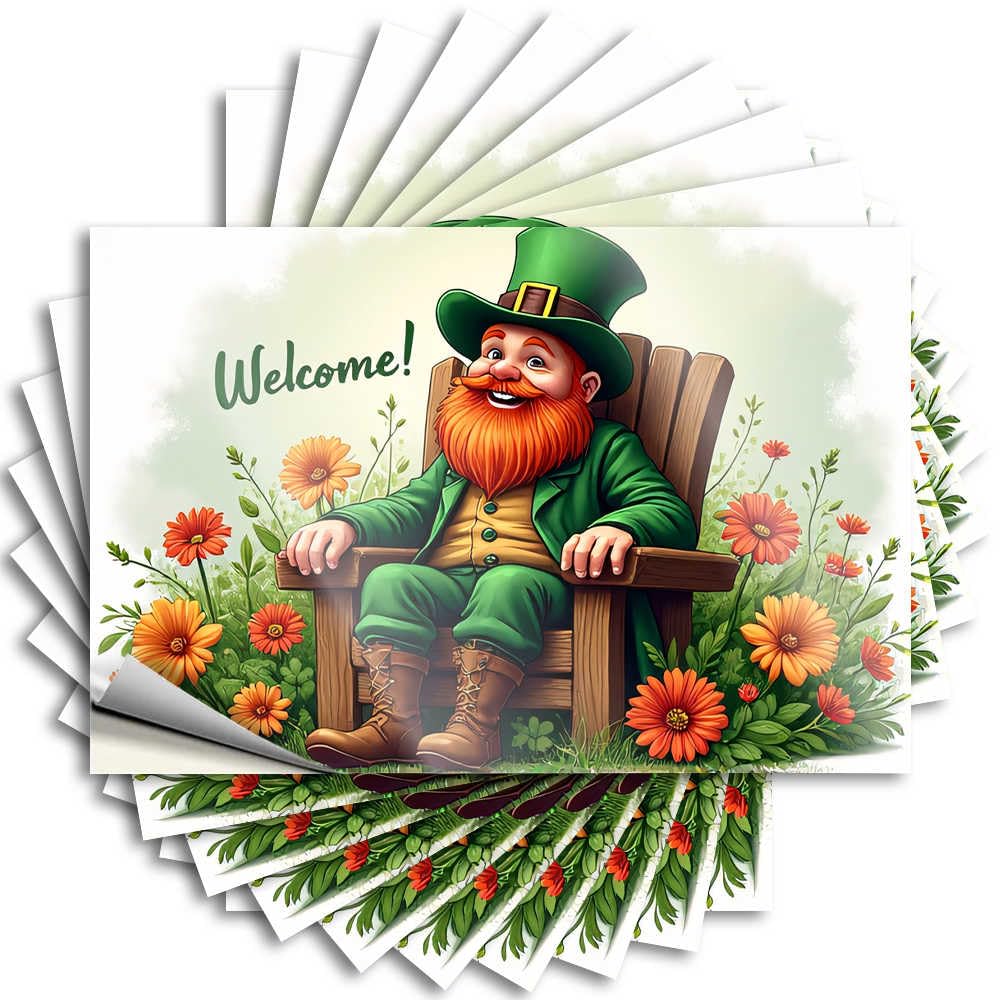 Fzfn Colour Funny Bathroom Decor Garage Tattoo | Welcome To The Land Of Leprechauns Rock Durable Vinyl Sticker Easy Apply For Christmas(6X9cm)