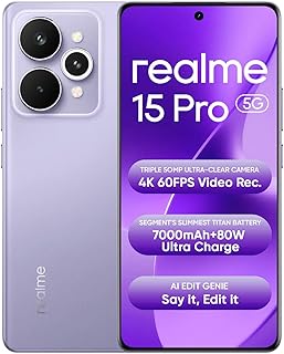 realme 15 Pro 5G Smartphone 8+256GB,4K 60FPS,144Hz HyperGlow 4D Curve Display,7000mAh Battery,80W SuperVOOC, Camera Triple...