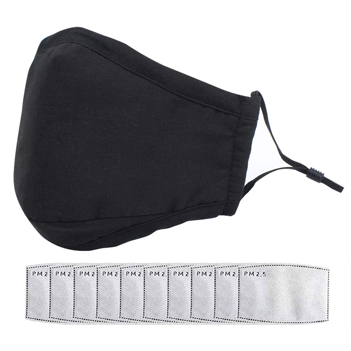 1 Cotton Cover + 10 pcs Replacement In-serts, Unisex Adults,Washable, Reusable,Black