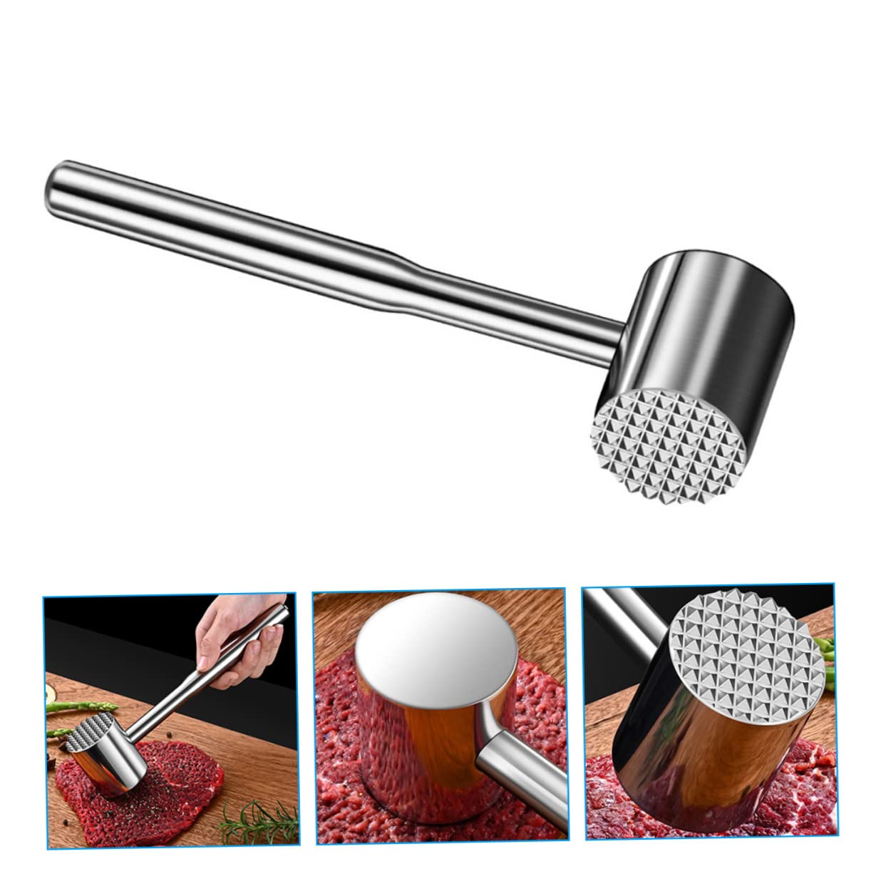 GLEAVI Mazo Profesional para Carne Herramienta de Cocina para Ablandar Carne para Filetes y Cubos Material Metálico Uso Cocina
