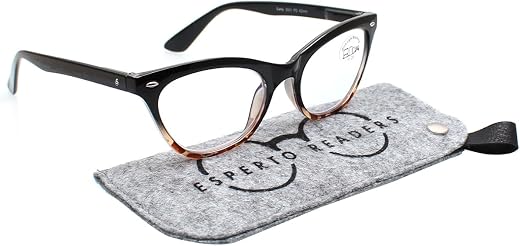 ESPERTO READERS CATTY Blue Cut Lens With Antireflection - Cat Eye Shape Full Rim Reading Glasses - Black (Power +1.00 to +...