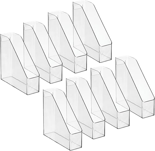 Miniatura 8 de mDesign Carpeta organizadora de archivos vertical delgada de plástico con asa, para guardar cuadernos, carpetas, sobres, revistas para oficina en