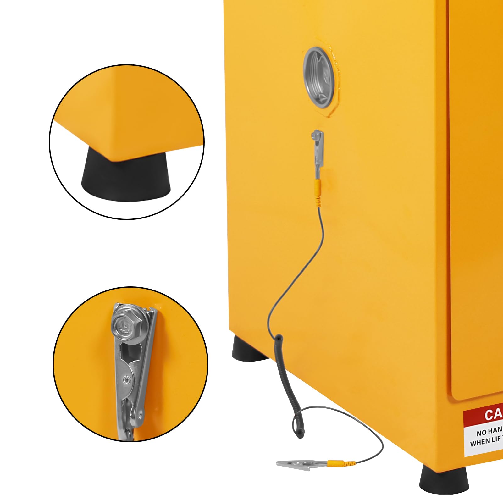 GarveeTech Armario de metal de 43 x 43 x 46 cm, armario de seguridad ignífugo con cerradura, armario de acero de doble pared con ventilación para taller, industria, pequeño armario de materiales