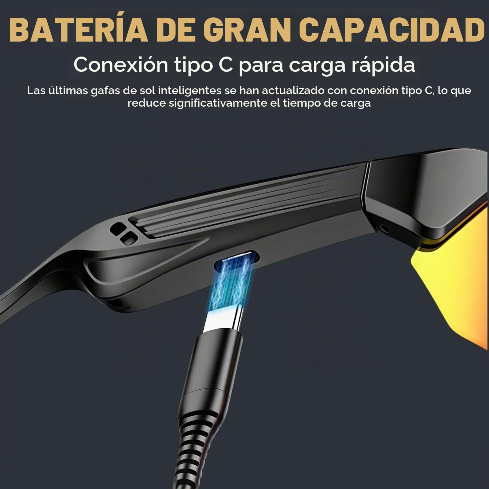 Gafas de Ciclismo Inteligentes con Bluetooth, Audio Estéreo Inalámbrico, Cancelación de Ruido, Protección UV, Navegación por Voz, Adecuadas para Alpinismo, Esquí y Carrera