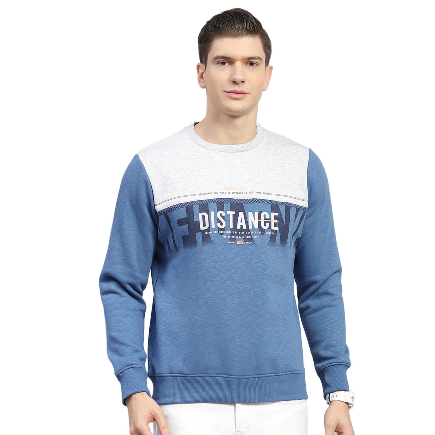monte carlo Blue Printed Sweatshirt | Stylish Sweatshirt for Men | Soft Comfortable Casual Winter Wear for Men's-picture-47