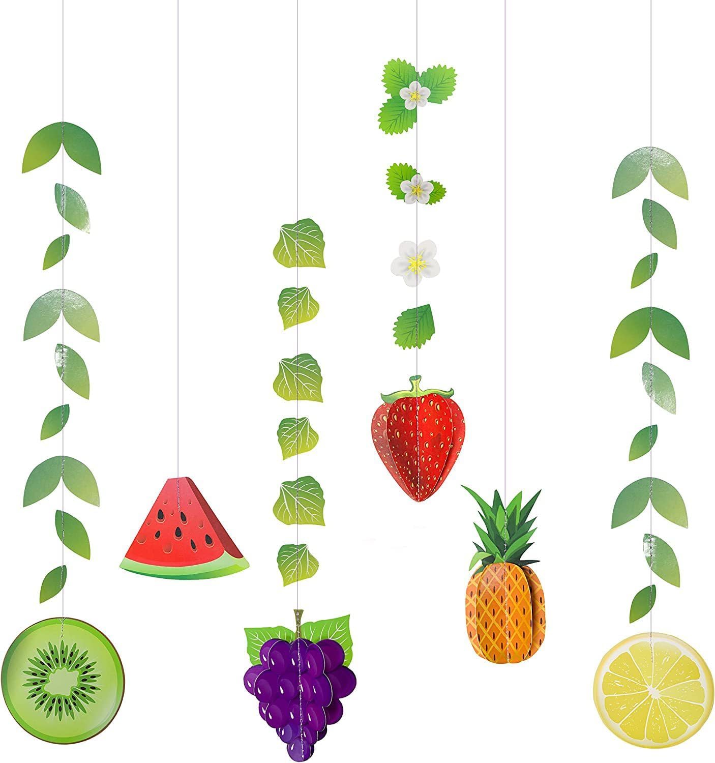 12Pcs Fruit Party Banner Twotti Frutti 3D Fruit Decorations Garland Hawaiian Tropical Summer Fruit Theme Hanging Decor for Birthday Baby Shower Classroom Decorations - Image 3