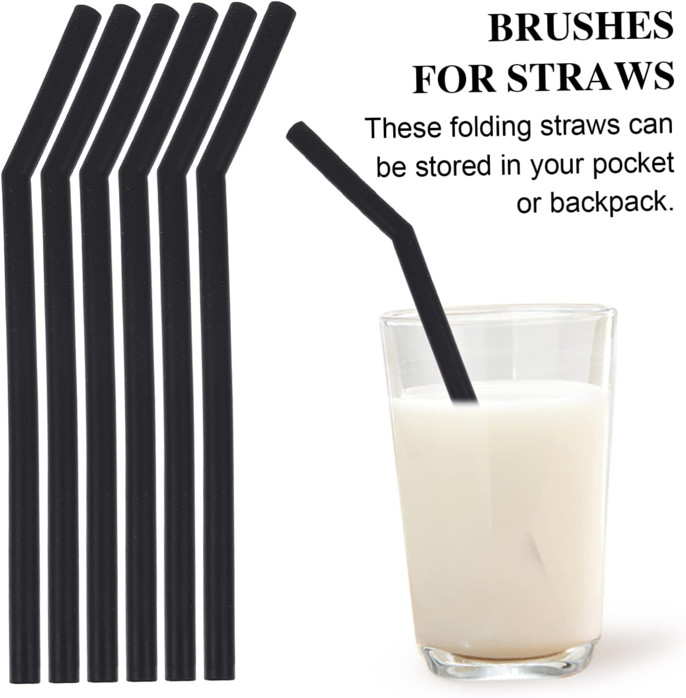 Luxshiny Reusable Silicone Straw Cleaning Brush Set 16-Piece Long Handle for Easy Cleaning Compatible Drinking Straws for Home and Travel