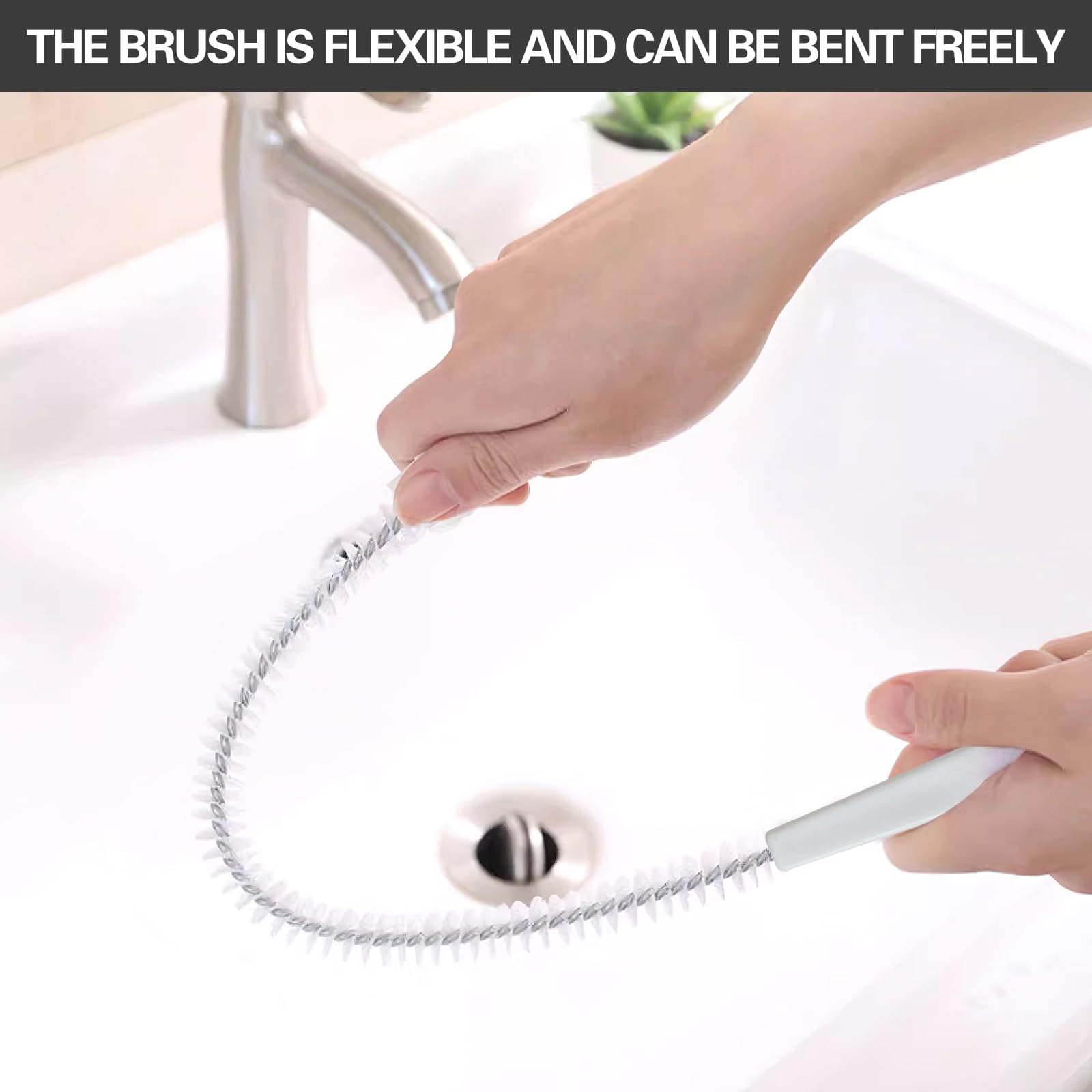 4 Piezas Cepillo de Limpieza para Desagüe, Flexible Cepillo de Limpieza de Tuberías, Cepillos para Tuberías, Cepillo Limpiador de Conductos para Baño Cocina (20, 21, 45, 70cm, 4 Longitudes)