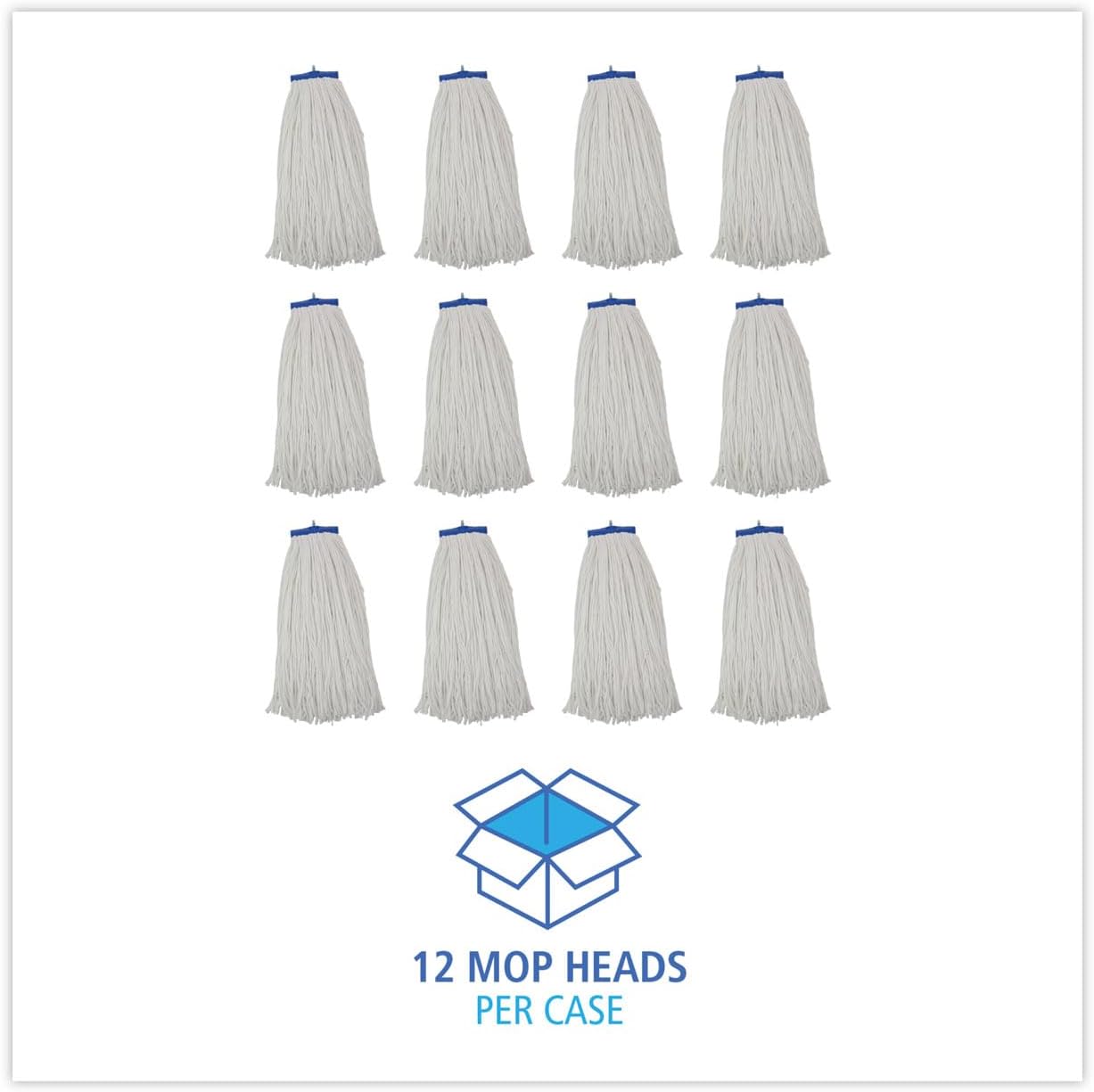 Boardwalk Cut-End Lie-Flat Wet Mop Head, Rayon, 24oz, White, 12/Carton