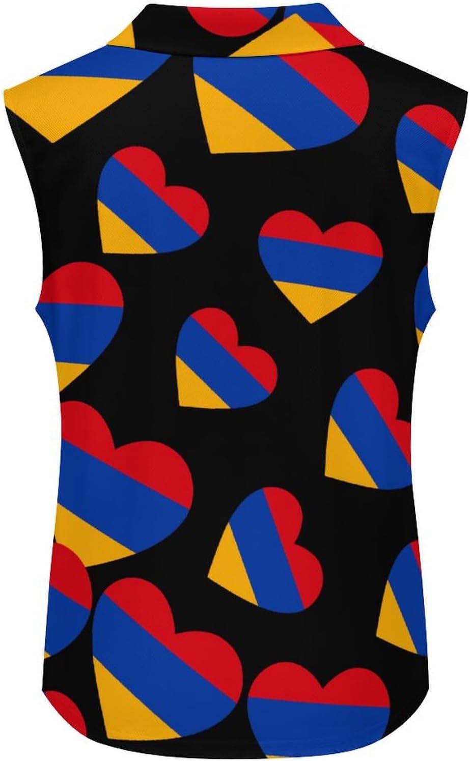 Armenian Flag Heart Womens Golf Shirts Print Polo Shirt Sleeveless Tank Top Casual Work Blouses