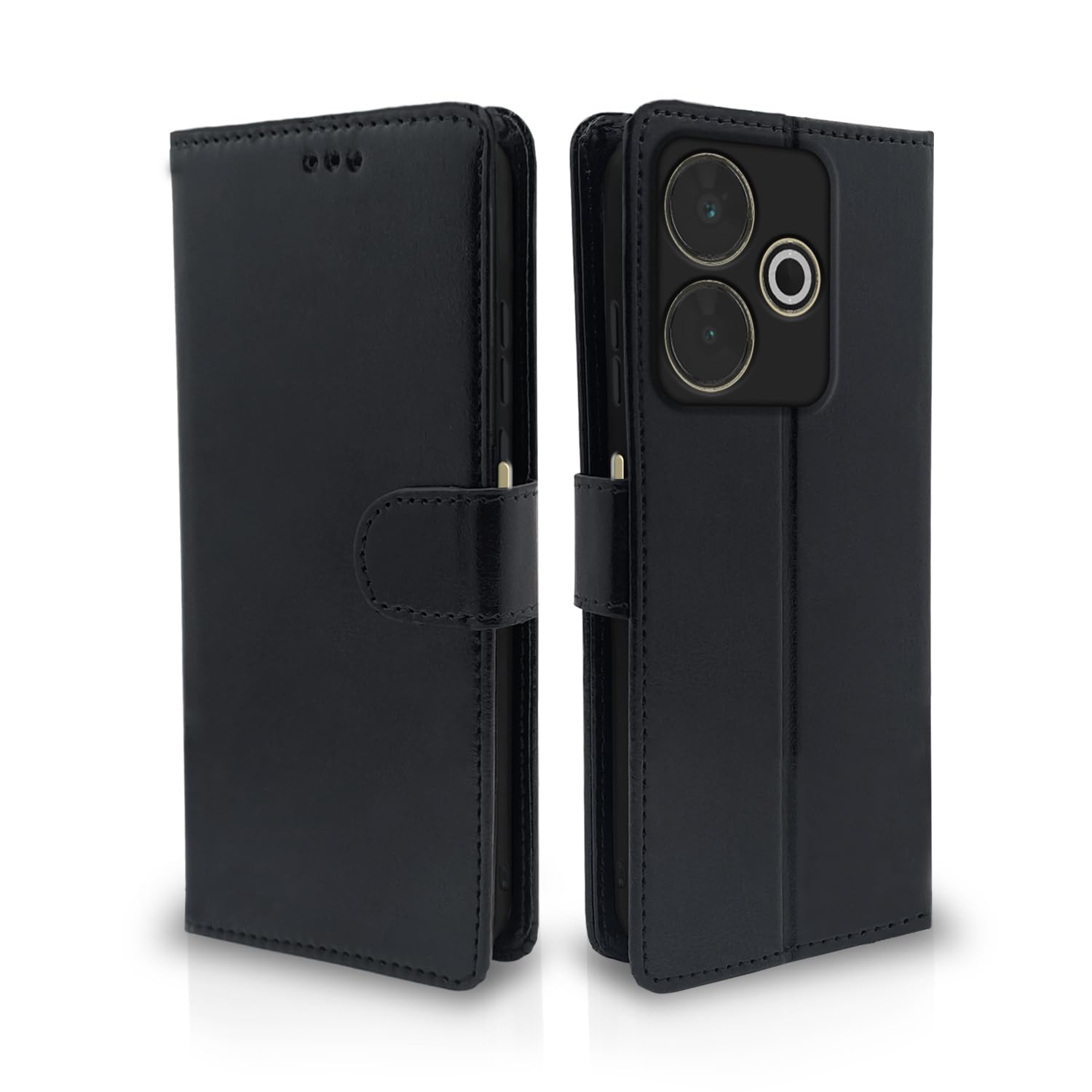 Pikkme Flip Cover Leather Finish | Inside TPU with Card Pockets | Wallet Stand and Shock Proof | Complete Protection Flip Case for Redmi 13 5G / Poco M6 Plus 5G (Black) (B0D9HHLH6X) Amazon Price History, Amazon Price Tracker