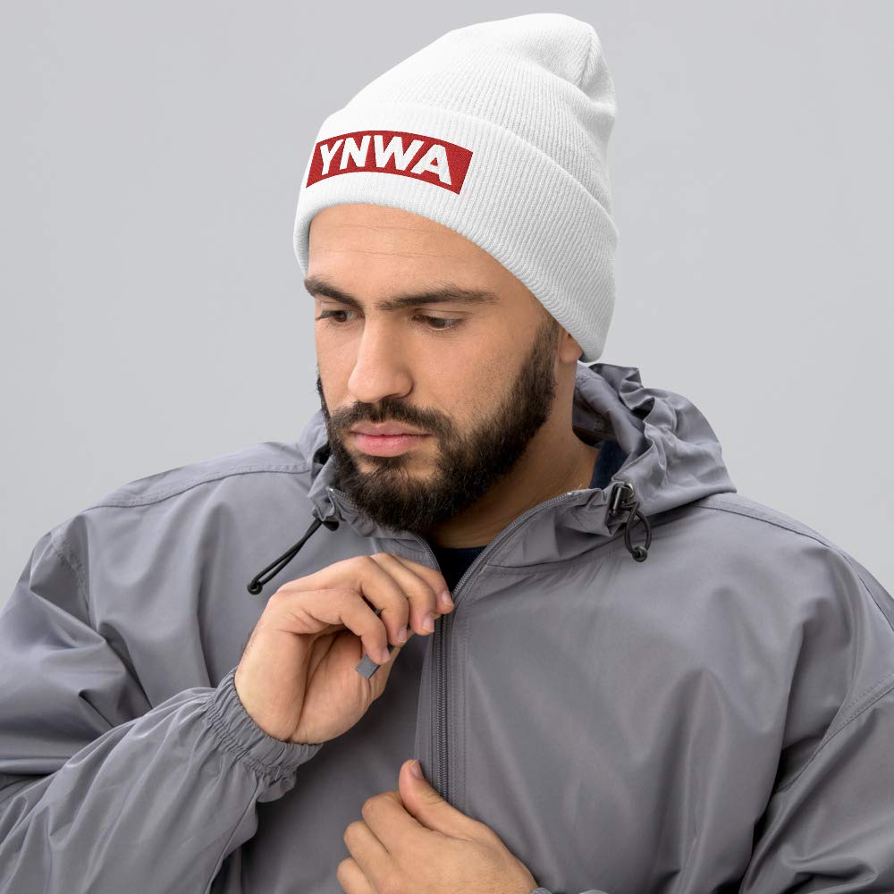 YNWA Block Liverpool Cuffed Soccer Beanie White