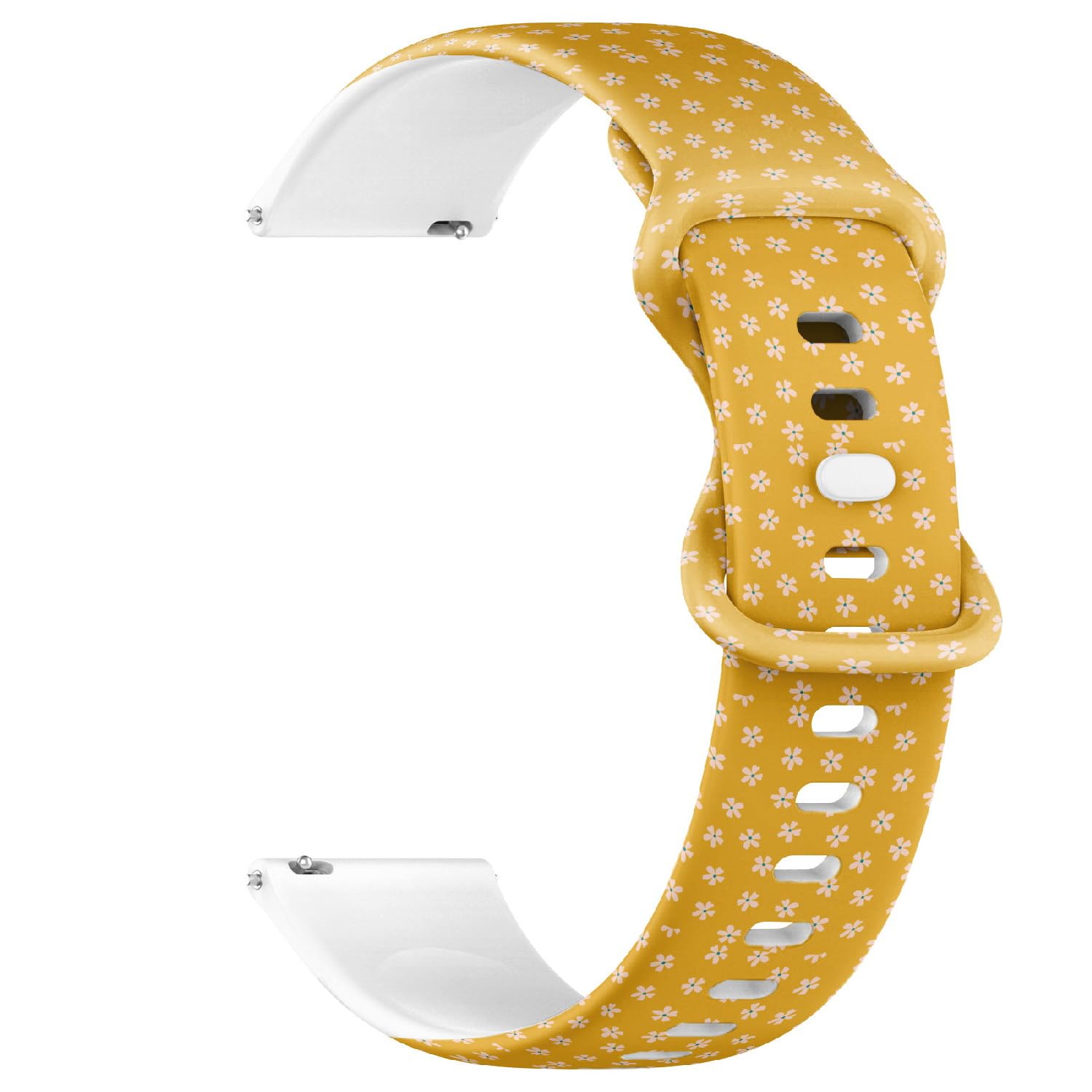 THAZEE Compatible with Ticwatch Pro 3 Ultra GPS/Pro 3 GPS/Pro 4G LTE / E2 / S2, 22mm Replacement Sport Watch Band (Mustard Floral Ditsy Blender) Silicone Soft Strap Bracelet