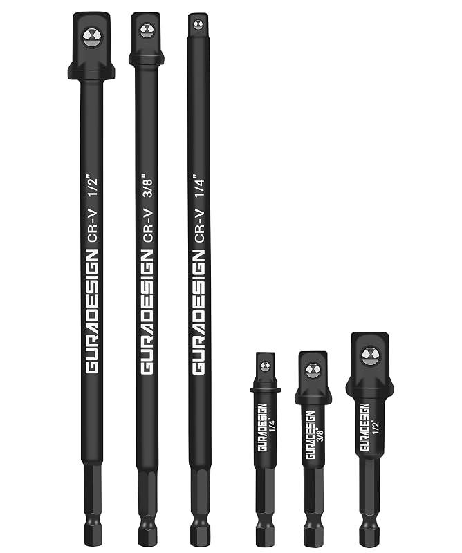 GURADESIGN Kit de Adaptadores de Soquete de Impacto para Furadeira com Haste Sextavada de 1/4 pol., 6 Peças