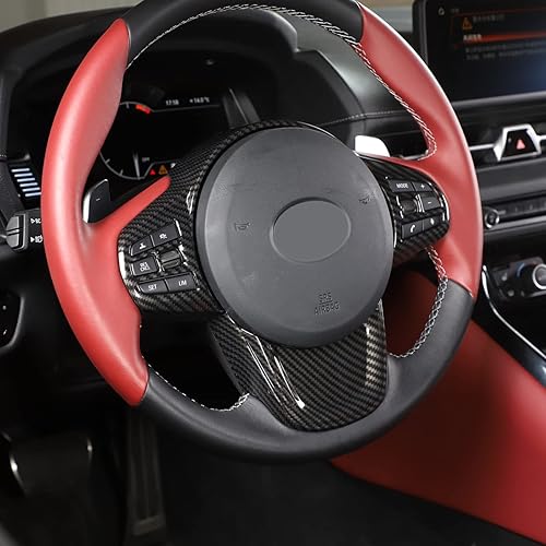 Miniatura 2 de Daeiclru Marco de decoración de volante de automóvil ABS para Toyota Supra GR A90 A91 MK5 2019-2022, cubierta de marco de panel de volante,