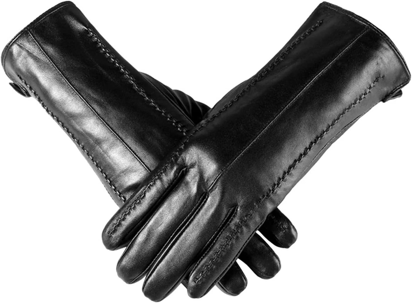 [ZouoYYii] レディースレザーグローブ &ndash; 暖かいコットン裏地付き冬用ファッションレザーグローブ