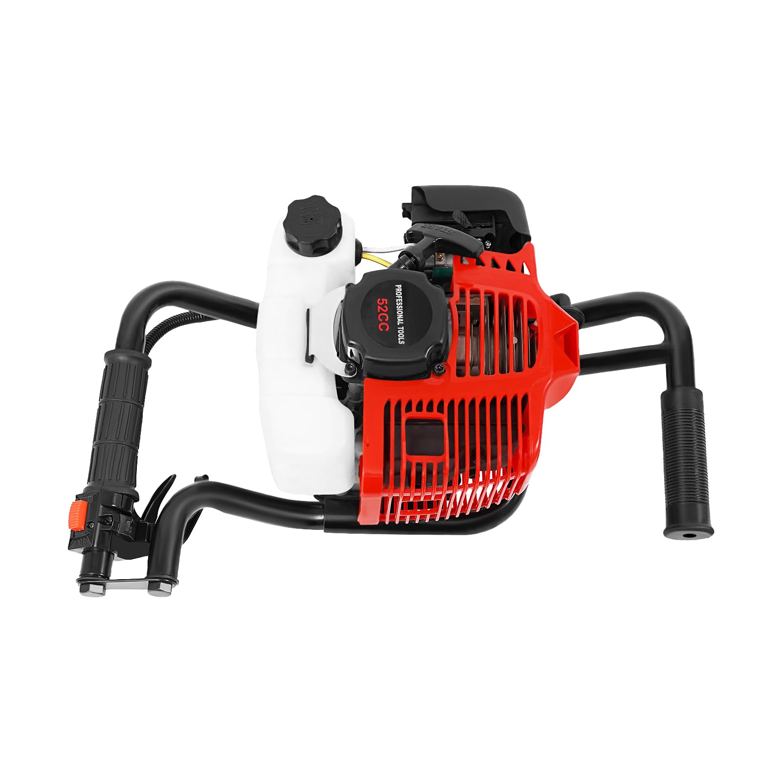 Motor de gasolina de 52 cc con 2 CV, motor de gasolina de 2 tiempos para taladro, motor de perforación con asas para taladro de tierra, taladro de jardín