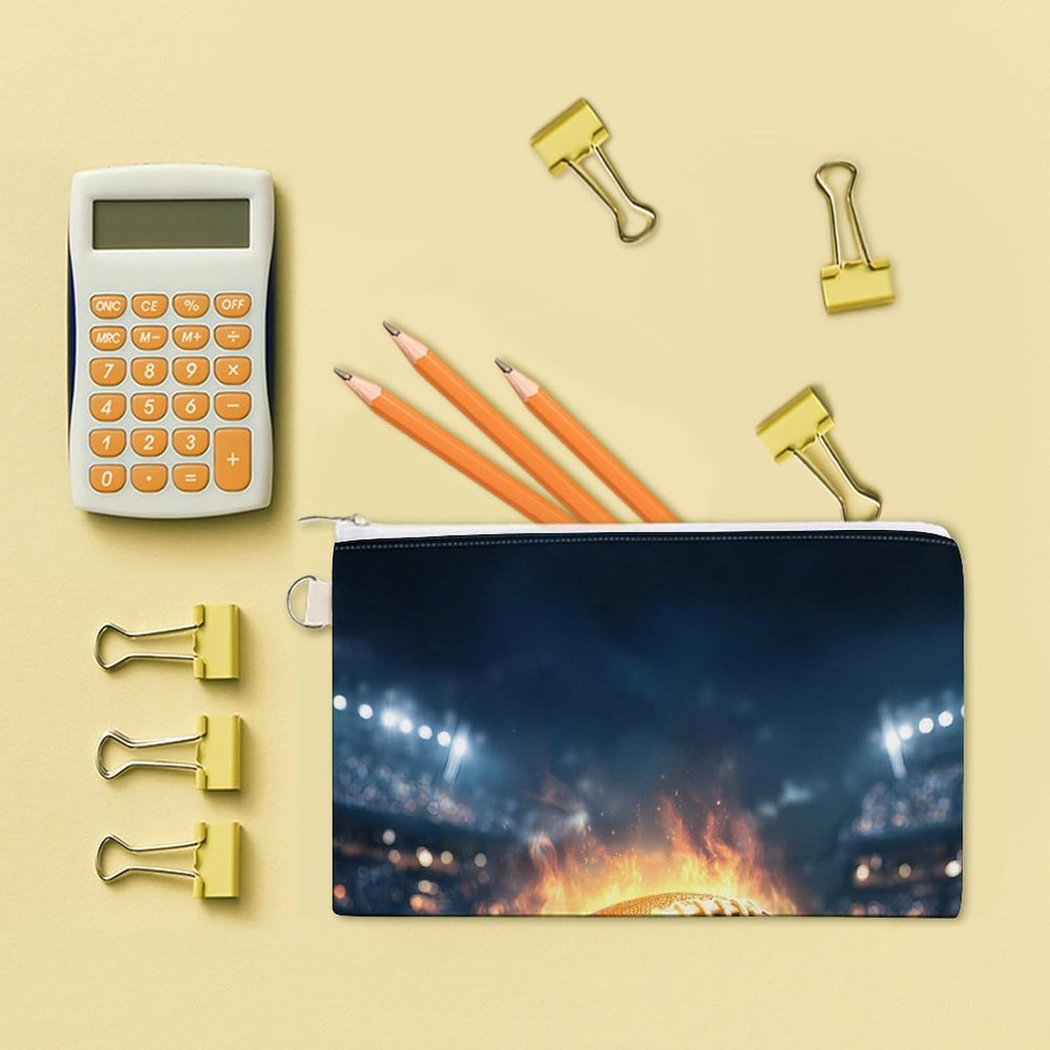 Fire Football Print Coin Purse Pouch Change Holder With Zip Canvas Clutch Card Wallet for Women Men