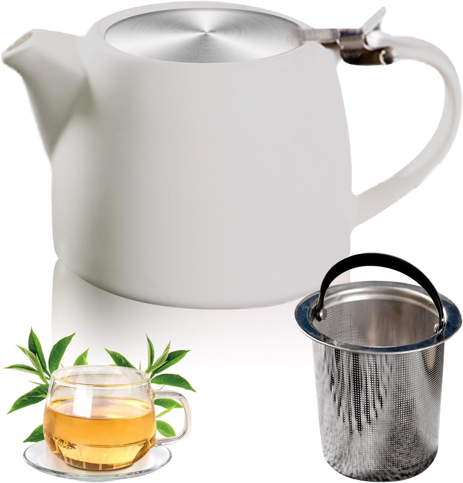 London Pottery Oval Teapot with Infuser for Loose Tea, Stoneware, Satin