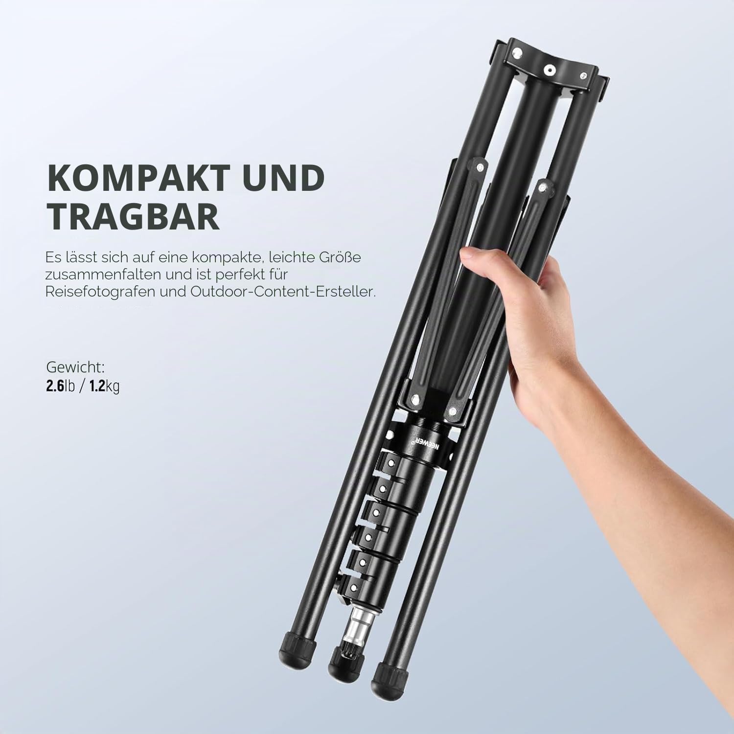 Neewer Stativ aus Metall mit umkehrbaren Beinen 180° und Tasche, 178 cm, tragbares Stativ mit Schraube 1/4 Zoll 5/8 Zoll für Innen- und Außenfotografie Speedlite Strobo Ring Light Softbox, ST178R