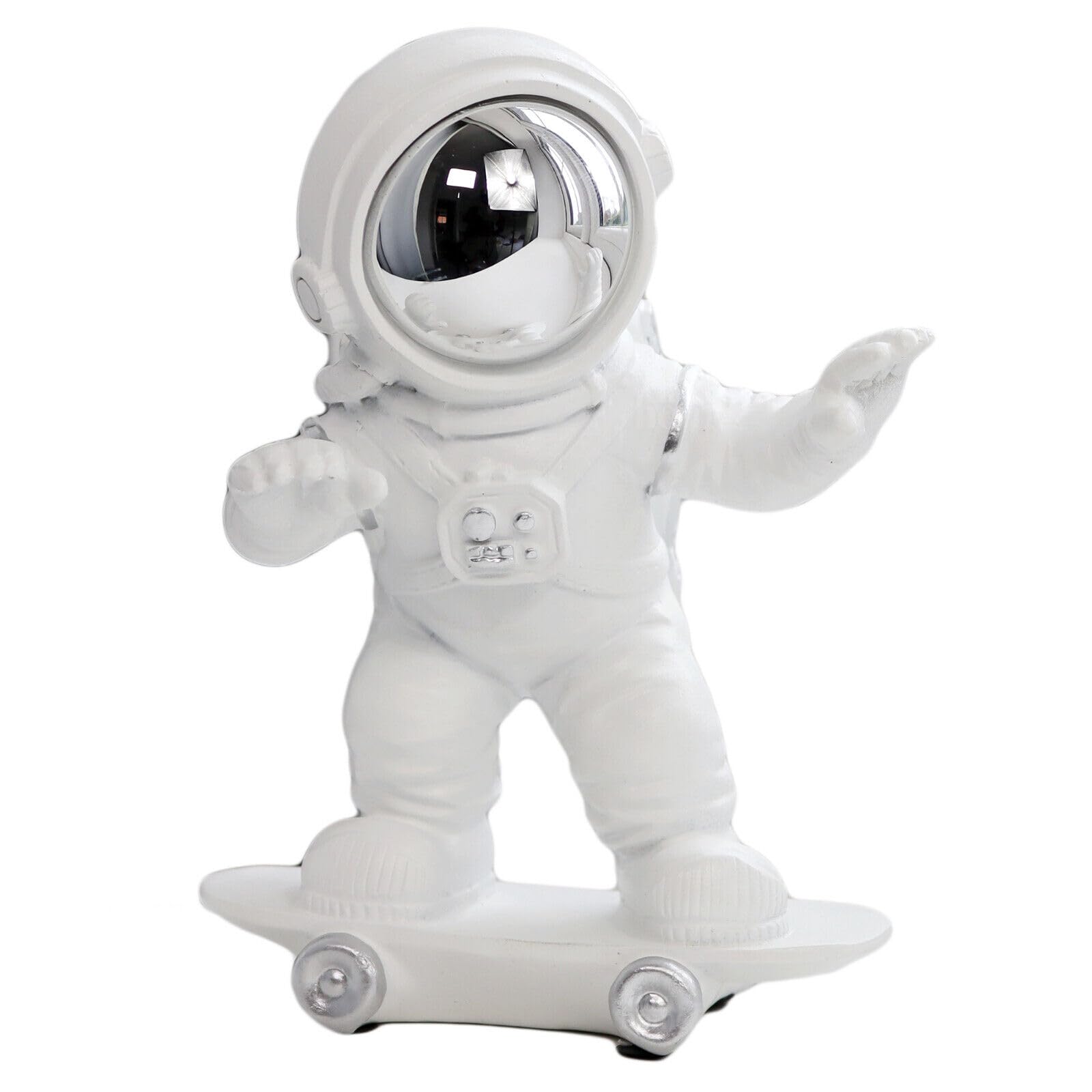 Darthome White Skateboarding Astronaut Figure Resin Kickflip Novelty Spaceman Ornament