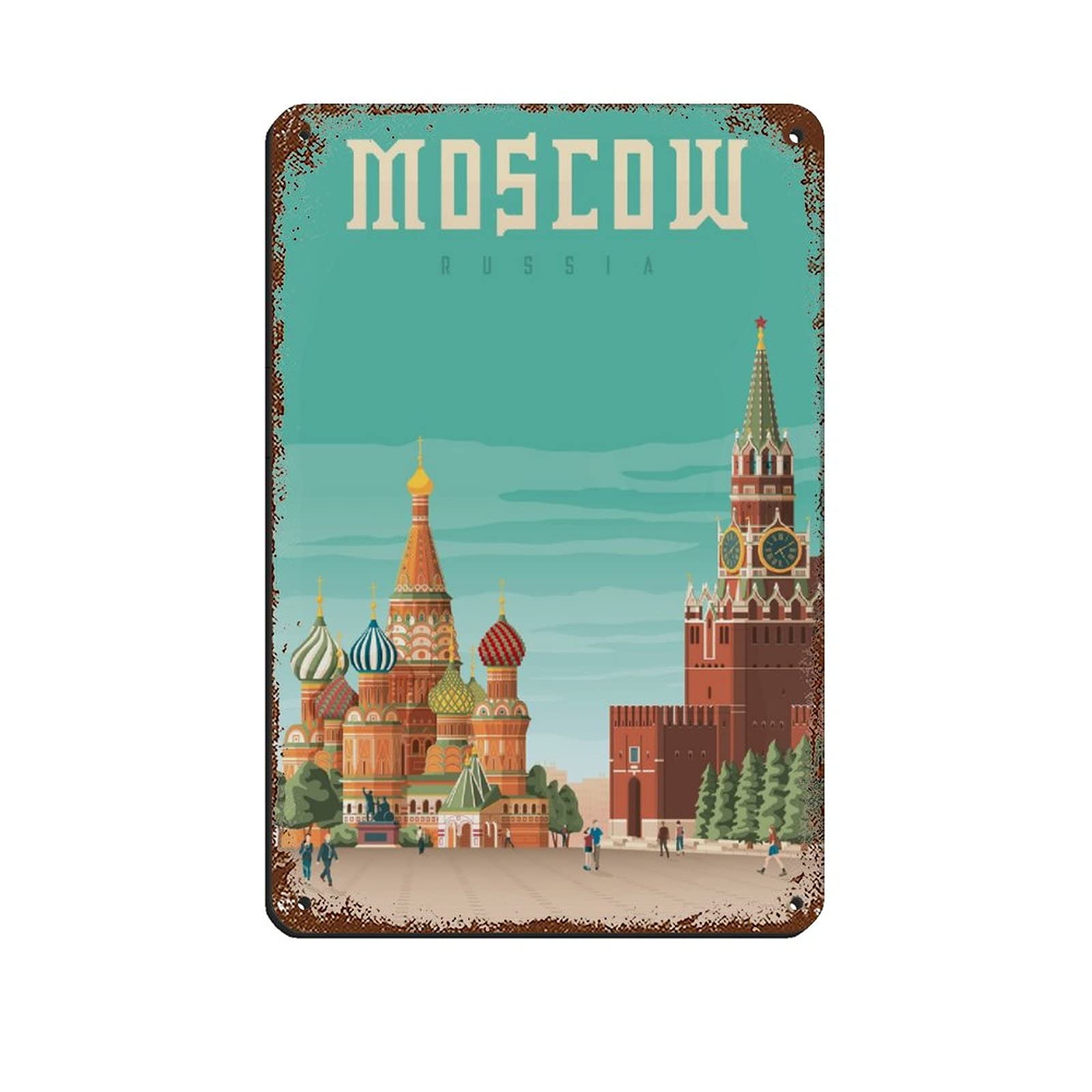 Moscow Vintage Retro Travel Poster Tin Sign Vintage Metal Pub Club Cafe Bar Home Wall Art Decoration Poster Retro 30x40CM