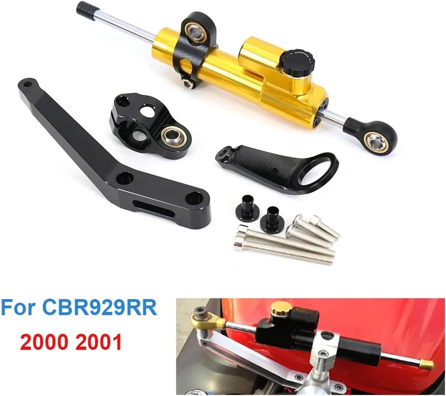 Compatible With Honda CBR929RR CBR 929 RR 2000 2001 Motorcycle Steering Stabilize Damper Mounting Bracket Kit(White)