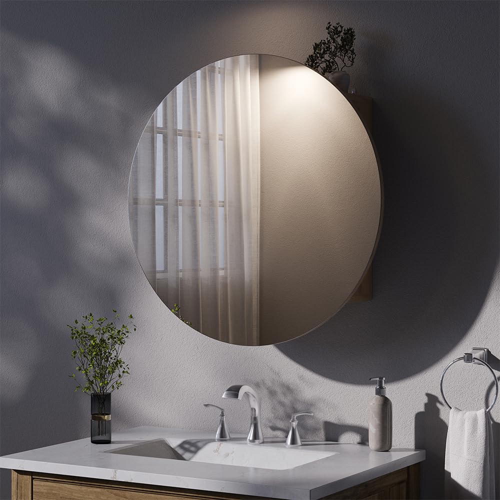 Vicco Specchio contenitore bagno Loki, Rovere dorato, 70 x 70 cm con 2 scomparti, per montaggio a parete con specchio e ripiano