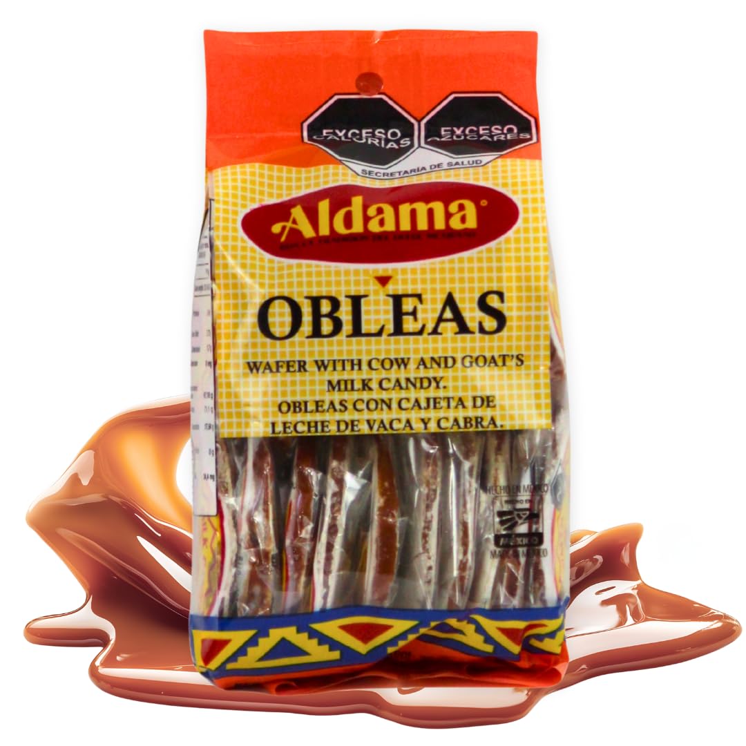 ALDAMA Mini Obleas Milk Candy Wafers – Traditional Mexican Cajeta Wafer Candy, Individually Wrapped (1-Pack, 20 Piece Per Pack)