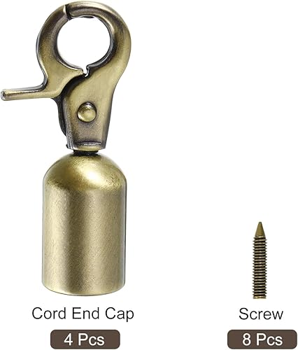 Miniatura 3 de uxcell Tapa de extremo de cordón, 4 piezas de 0.51 pulgadas (0.512 in) con cuentas de barril para borlas, joyería, hacer bolsas, correas, bricolaje,