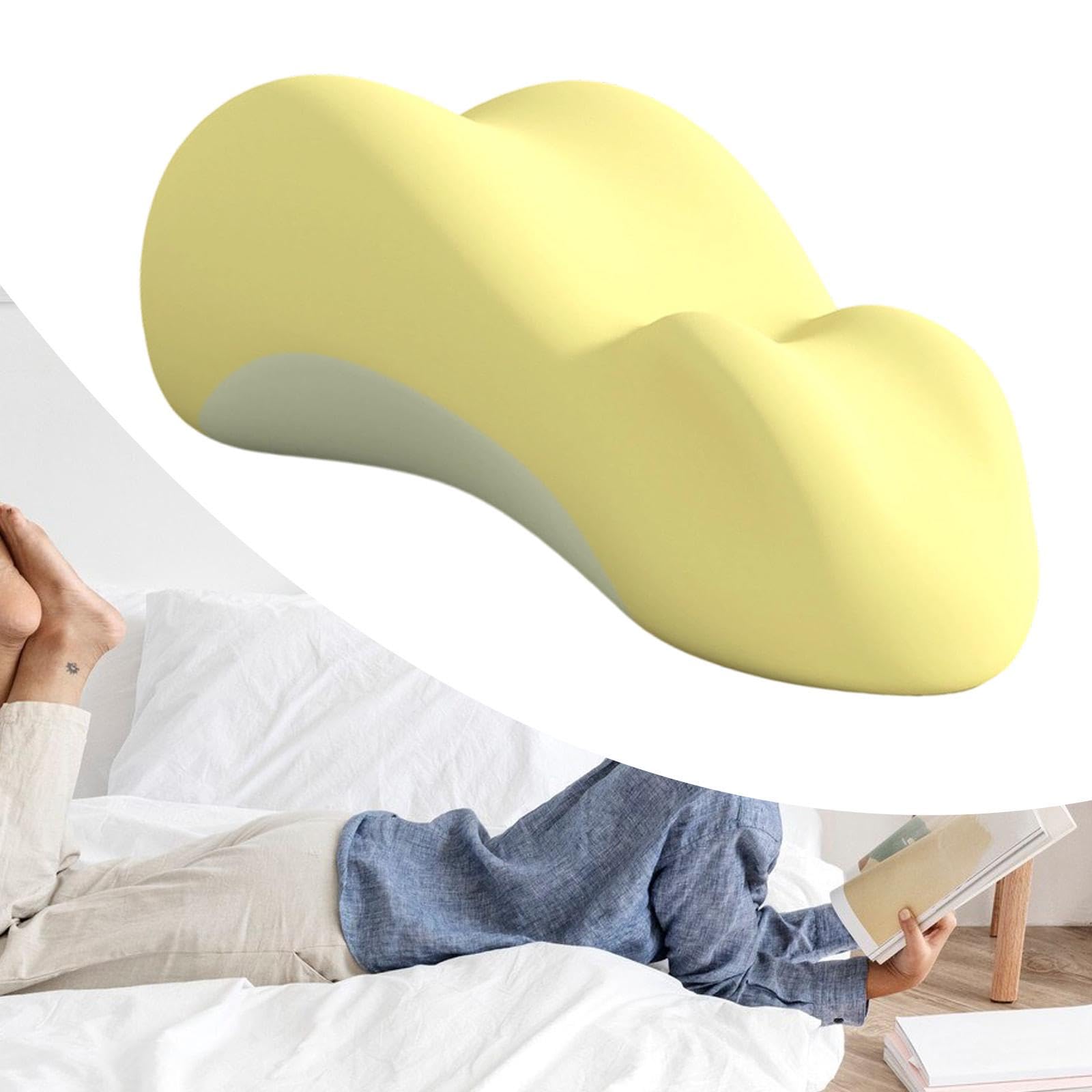 Colcolo Almohada de Lectura para Cama, de Espuma viscoelástica, elevadora de piernas, para sofá, Dormitorio, cómoda, Transpirable, Ligera, versátil, Amarillo